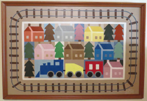 train quilt painting